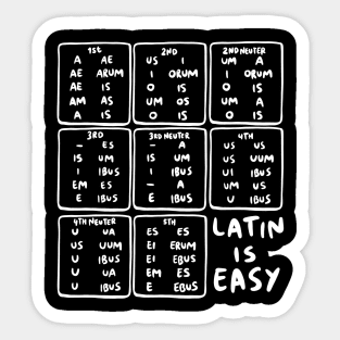 Latin Declensions Cheatsheet - Latin Is Easy Sticker